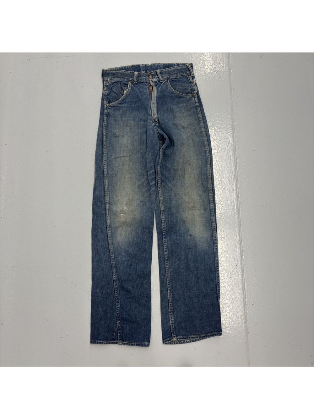 Vintage 50s Blue Straight Leg Faded Jeans 27x30